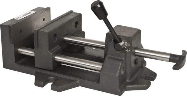 Palmgren - 6" Jaw Opening Capacity x 1-7/8" Throat Depth, Horizontal Drill Press Vise - 6" Wide Jaw, Stationary Base, Standard Speed, 14-1/2" OAL x 4-5/16" Overall Height - Exact Industrial Supply