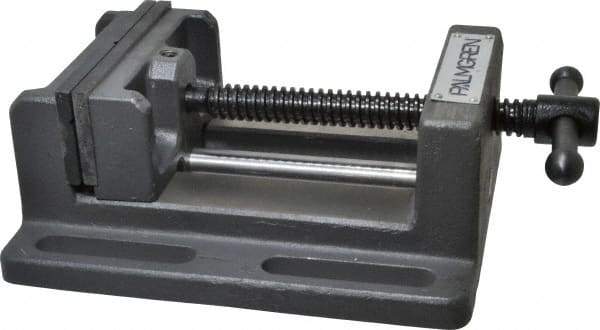 Palmgren - 4" Jaw Opening Capacity x 1-3/4" Throat Depth, Horizontal Drill Press Vise - 4" Wide Jaw, Stationary Base, Standard Speed, 7-1/2" OAL x 2-7/8" Overall Height - Exact Industrial Supply