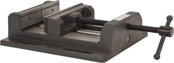 Palmgren - 8" Jaw Opening Capacity x 2" Throat Depth, Horizontal Drill Press Vise - 8" Wide Jaw, Stationary Base, Standard Speed, 15-1/2" OAL x 3-9/16" Overall Height - Exact Industrial Supply