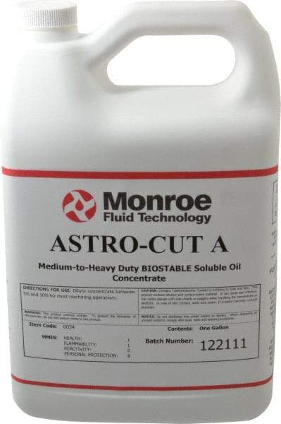 Monroe Fluid Technology - Astro-Cut A, 1 Gal Bottle Cutting & Grinding Fluid - Water Soluble, For CNC Milling, Drilling, Tapping, Turning - Exact Industrial Supply