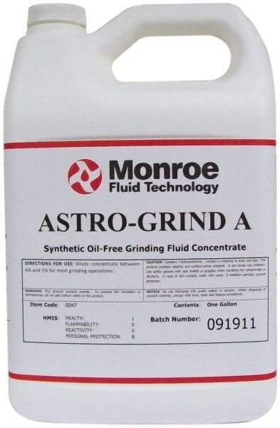 Monroe Fluid Technology - Astro-Grind A, 1 Gal Bottle Grinding Fluid - Synthetic, For Light Machining - Exact Industrial Supply