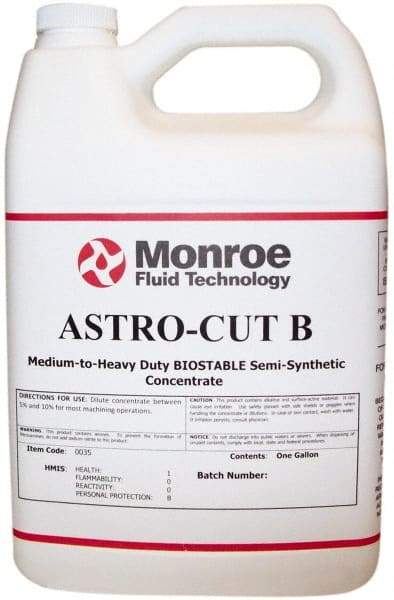 Monroe Fluid Technology - Astro-Cut B, 1 Gal Bottle Cutting & Grinding Fluid - Semisynthetic, For CNC Milling, Drilling, Tapping, Turning - Exact Industrial Supply
