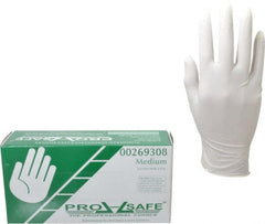 Size M, 5 mil, Industrial Grade, Powdered Latex Disposable Gloves 9-1/2″ Long, White, Textured Beaded Rolled Cuffs, Ambidextrous