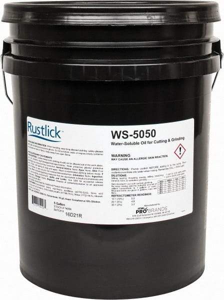 Rustlick - Rustlick WS-5050, 5 Gal Pail Cutting & Grinding Fluid - Water Soluble, For Broaching, CNC Machining, Drilling, Milling - Exact Industrial Supply