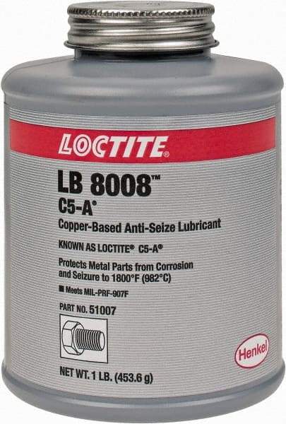 Loctite - 1 Lb Can High Temperature Anti-Seize Lubricant - Copper/Graphite, -29 to 1,800°F, Copper Colored, Water Resistant - Exact Industrial Supply