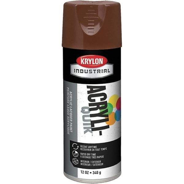 Krylon - Leather Brown, 12 oz Net Fill, Gloss, Lacquer Spray Paint - 15 to 20 Sq Ft per Can, 16 oz Container, Use on Cabinets, Color Coding Steel & Lumber, Conduits, Drums, Ducts, Furniture, Motors, Pipelines, Tools - Exact Industrial Supply