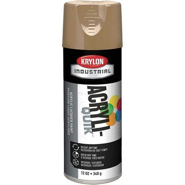 Krylon - Khaki (Color), 12 oz Net Fill, Gloss, Lacquer Spray Paint - 15 to 20 Sq Ft per Can, 16 oz Container, Use on Cabinets, Color Coding Steel & Lumber, Conduits, Drums, Ducts, Furniture, Motors, Pipelines, Tools - Exact Industrial Supply