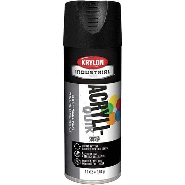 Krylon - 16 oz Charcoal Black Primer - 15 to 20 Sq Ft Coverage, Direct to Metal, Quick Drying, Interior/Exterior - Exact Industrial Supply