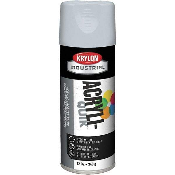 Krylon - Pewter Gray, 12 oz Net Fill, Gloss, Lacquer Spray Paint - 15 to 20 Sq Ft per Can, 16 oz Container, Use on Cabinets, Color Coding Steel & Lumber, Conduits, Drums, Ducts, Furniture, Motors, Pipelines, Tools - Exact Industrial Supply