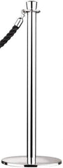 Tensator - 34-1/2" High, 2" Pole Diam, Warning Post - 13-1/2" Base Diam, Round Yellow Steel Post - Exact Industrial Supply