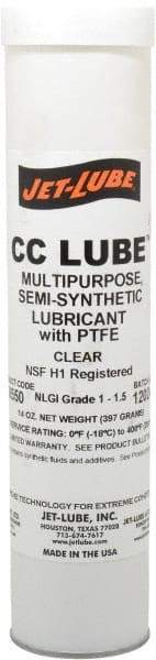 Jet-Lube - 14 oz Cartridge Synthetic General Purpose Grease - Clear, Food Grade, 400°F Max Temp, NLGIG 1-1/2, - Exact Industrial Supply