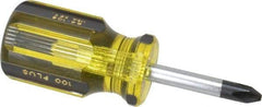 Stanley - #2, 3-1/2" OAL, Stubby Phillips Pocket Screwdriver - 1-1/2" Blade Length, Round Shank, Acetate Handle - Exact Industrial Supply