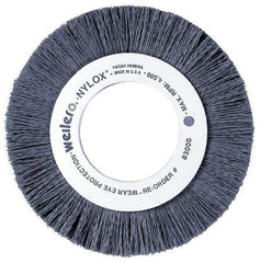 Weiler - 4" OD, 5/8" Arbor Hole, Nylon Wheel Brush - 5/8" Face Width, 1" Trim Length, 0.022" Filament Diam, 6,000 RPM - Exact Industrial Supply