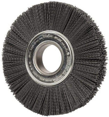Weiler - 8" OD, 2" Arbor Hole, Crimped Nylon Wheel Brush - 1" Face Width, 2-1/4" Trim Length, 0.04" Filament Diam, 3,600 RPM - Exact Industrial Supply