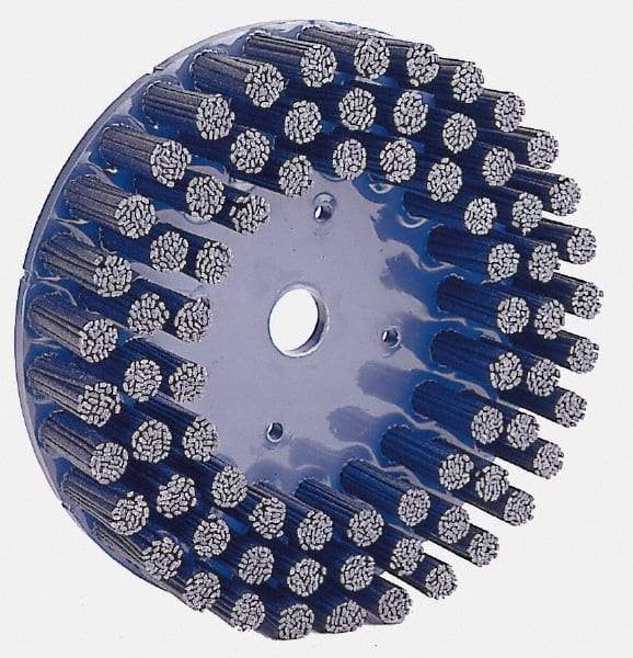 Weiler - 8" 120 Grit Silicon Carbide Crimped Disc Brush - Fine Grade, Plain Hole Connector, 1-1/2" Trim Length, 7/8" Arbor Hole - Exact Industrial Supply