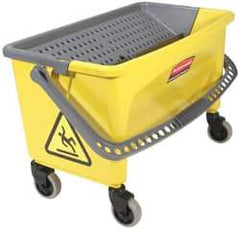 Rubbermaid - 40 Qt Plastic Bucket & Wringer - 14-1/2" Long x 16.1" High x 26.2" Wide, Yellow - Exact Industrial Supply