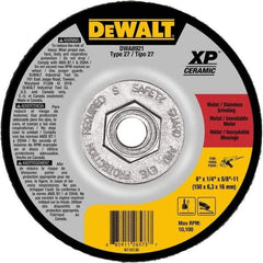 DeWALT - 24 Grit, 6" Wheel Diam, Type 27 Depressed Center Wheel - Coarse/Medium Grade, Ceramic, N Hardness, 10,100 Max RPM - Exact Industrial Supply
