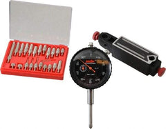Value Collection - 0.001" Graduation, 0-100 Dial Reading, Indicator & Base Kit - 4" Base Length x 1" Base Width x 1" Base Height - Exact Industrial Supply
