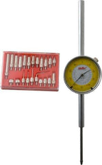 Value Collection - 23 Piece, 4-48 Inch Thread, Steel, 2 Inch Dial Indicator and Point Kit - Use With AGD Indicators - Exact Industrial Supply