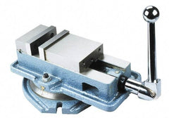 Interstate - 4" Jaw Width, 4" Jaw Opening Capacity, Horizontal Swivel Machine Vise - Manual Operation, 1 Station, 12-3/8" Long x 4.96" High x 1-1/4" Deep, 4-1/8" Jaw Height - Exact Industrial Supply