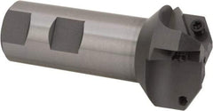 Everede Tool - 60° Lead Angle, 1.708" Max Cut Diam, 3/4" Min Cut Diam, 0.277" Max Depth of Cut, Indexable Chamfer and Angle End Mill - 3 Inserts, APLT 347 Insert Style, 3.2" Overall Length, Straight Shank, 120° Included Angle - Exact Industrial Supply