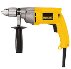 DeWALT - 1/2" Keyed Chuck, 0 to 600 RPM, Pistol Grip Handle Electric Drill - 7.8 Amps, 120 Volts, Reversible, Includes 360° Side Handle & Chuck Key with Holder - Exact Industrial Supply