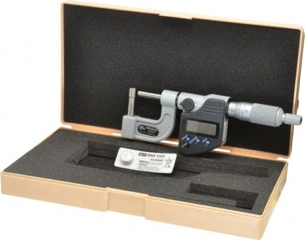 Mitutoyo - 0 to 1 Inch Measurement Range, Pin Anvil, Ratchet Stop Thimble, Electronic Tube Micrometer - Accurate Up to 0.0002 Inch, Carbide - Exact Industrial Supply