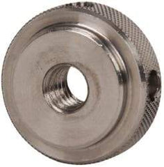 Gibraltar - 5/16-18" UNC Thread, Uncoated, Stainless Steel Round Knurled Check Nut - 3/8" Overall Height, 1" Head Diam, 3/4" Diam x 3/32" Base Height - Exact Industrial Supply