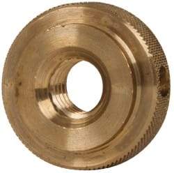 Gibraltar - 3/8-16" UNC Thread, Uncoated, Brass Round Knurled Check Nut - 3/8" Overall Height, 1" Head Diam, 3/4" Diam x 3/32" Base Height - Exact Industrial Supply