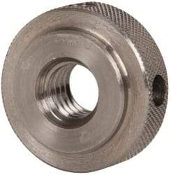 Gibraltar - 3/8-16" UNC Thread, Uncoated, Stainless Steel Round Knurled Check Nut - 3/8" Overall Height, 1" Head Diam, 3/4" Diam x 3/32" Base Height - Exact Industrial Supply