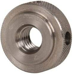 Gibraltar - 3/8-16" UNC Thread, Uncoated, Stainless Steel Round Knurled Check Nut - 3/8" Overall Height, 1" Head Diam, 3/4" Diam x 3/32" Base Height - Exact Industrial Supply
