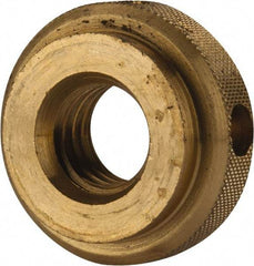 Gibraltar - 1/2-13" UNC Thread, Uncoated, Brass Round Knurled Check Nut - 7/16" Overall Height, 1-1/8" Diam x 5/16" Head Height, 7/8" Diam x 1/8" Base Height - Exact Industrial Supply