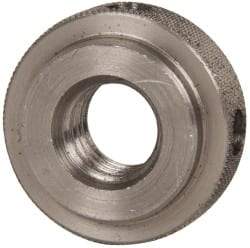 Gibraltar - 1/2-13" UNC Thread, Uncoated, Stainless Steel Round Knurled Check Nut - 7/16" Overall Height, 1-1/8" Diam x 5/16" Head Height, 7/8" Diam x 1/8" Base Height - Exact Industrial Supply