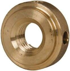 Gibraltar - 5/8-11" UNC Thread, Uncoated, Brass Round Knurled Check Nut - 1/2" Overall Height, 1-3/8" Diam x 3/8" Head Height, 1-1/8" Diam x 1/8" Base Height - Exact Industrial Supply