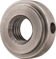Gibraltar - 5/8-11" UNC Thread, Uncoated, Stainless Steel Round Knurled Check Nut - 1/2" Overall Height, 1-3/8" Diam x 3/8" Head Height, 1-1/8" Diam x 1/8" Base Height - Exact Industrial Supply