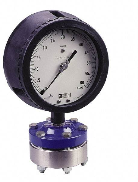 Value Collection - 100 Max psi, 4-1/2 Inch Dial Diameter, Polypropylene Pressure Gauge Guard and Isolator - 0.5% Accuracy - Exact Industrial Supply