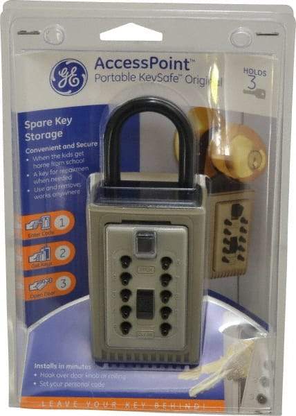 Supra - Push Button Combination, Portable Key Safe - Brass Finish - Exact Industrial Supply