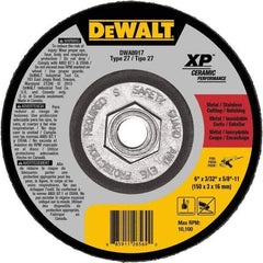 DeWALT - 24 Grit, 6" Wheel Diam, Type 27 Depressed Center Wheel - Coarse/Medium Grade, Ceramic, N Hardness, 10,100 Max RPM - Exact Industrial Supply