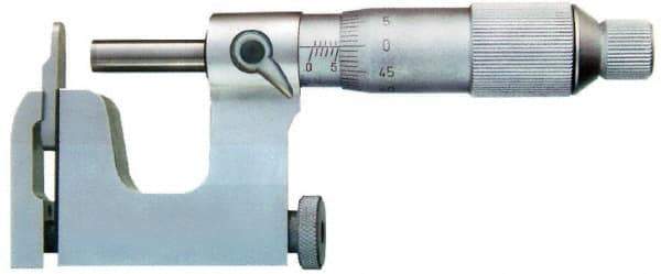 Value Collection - 25 to 50 mm Range, Carbide Face, Satin Chrome Coated, Mechanical Multi Anvil Micrometer - Friction Thimble, 0.01 mm Graduation, 0.0001 Inch Accuracy - Exact Industrial Supply