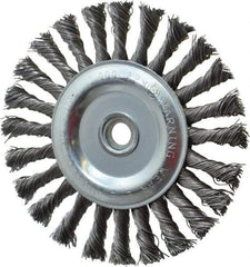 Anderson - 6" OD, 5/8" Arbor Hole, Knotted Steel Wheel Brush - 1/2" Face Width, 1-7/16" Trim Length, 0.025" Filament Diam, 9,000 RPM - Exact Industrial Supply