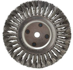 Anderson - 8" OD, 5/8" Arbor Hole, Knotted Steel Wheel Brush - 5/8" Face Width, 1-3/4" Trim Length, 0.016" Filament Diam, 6,000 RPM - Exact Industrial Supply