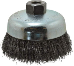 Anderson - 4" Diam, 5/8-11 Threaded Arbor, Steel Fill Cup Brush - 0.0118 Wire Diam, 7/8" Trim Length, 9,000 Max RPM - Exact Industrial Supply