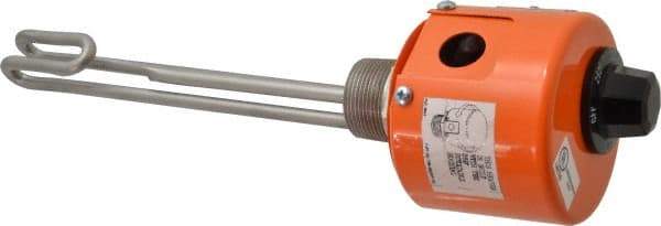 Value Collection - 1 Element, 9.06" Immersion Length, Standard Housing, Stainless Steel Pipe Plug Immersion Heater - 1 Phase, 240 Volt, 1,500 Watt, 68 Watts/Sq In, Stainless Steel Plug - Exact Industrial Supply