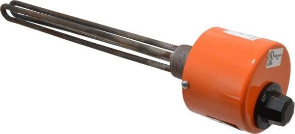 Value Collection - 2 Element, 12-3/4" Immersion Length, Standard Housing, Steel Pipe Plug Immersion Heater - 1 Phase, 120 Volt, 1,000 Watt, 22 Watts/Sq In, Steel Plug - Exact Industrial Supply