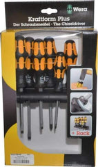 Wera - 6 Piece Phillips & Slotted Screwdriver Set - Round Shank, Ergonomic Handle, Bit Sizes: Philips #1 & #2 - Exact Industrial Supply