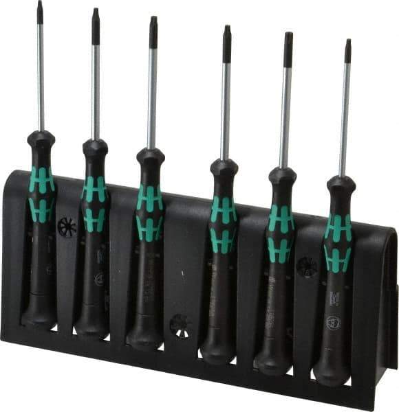 Wera - 6 Piece T7 to T20 Micro Handle Torx Driver Set - T7, T8, T9, T10, T15, T20 - Exact Industrial Supply