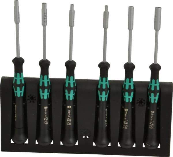 Wera - 6 Piece 2 to 5mm Electronic Nutdriver Set - Standard Shaft, Ergonomic Handle - Exact Industrial Supply