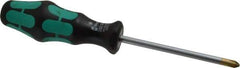 Wera - #2, 8" OAL, Standard Phillips Screwdriver - 4" Blade Length, Round Shank, Ergonomic Handle - Exact Industrial Supply