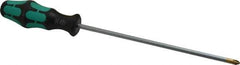 Wera - #2, 12" OAL, Standard Phillips Screwdriver - 8" Blade Length, Round Shank, Ergonomic Handle - Exact Industrial Supply