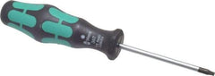 Wera - T8 Torx Driver - 2-3/8" Blade Length, 5-1/2" OAL, Ergonomic Handle - Exact Industrial Supply